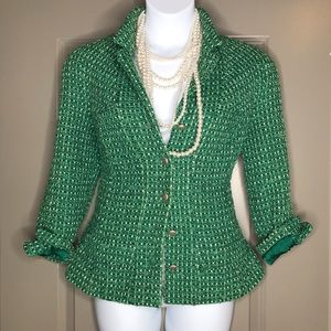 CHANEL Green Tweed Blazer